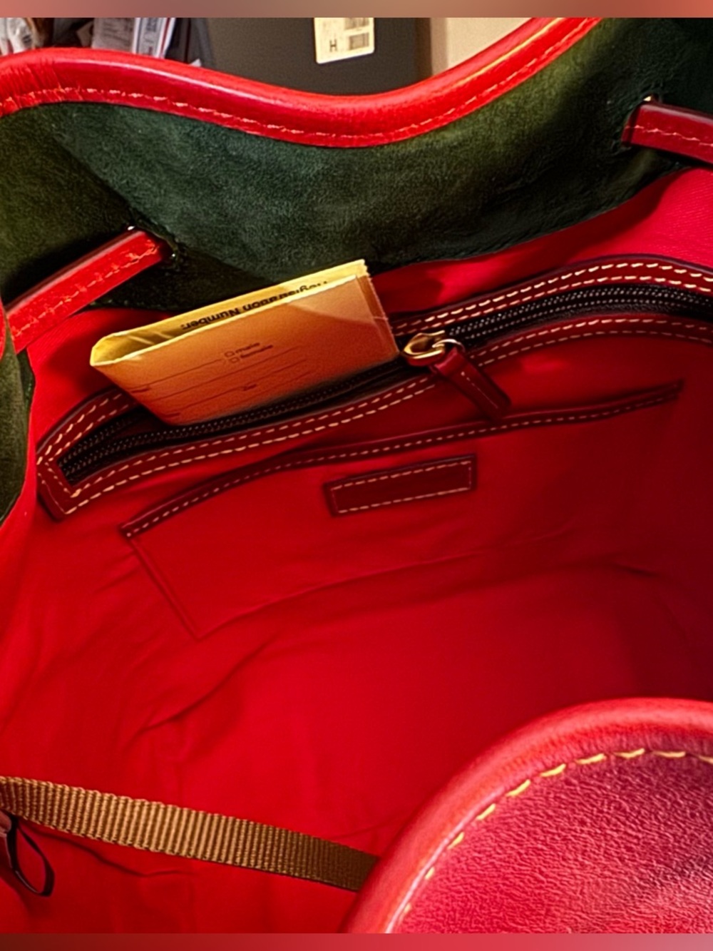 Dooney & Bourke Red Florentine Leather Drawstring Bucket Shoulder Bag NWT - Picture 8 of 14